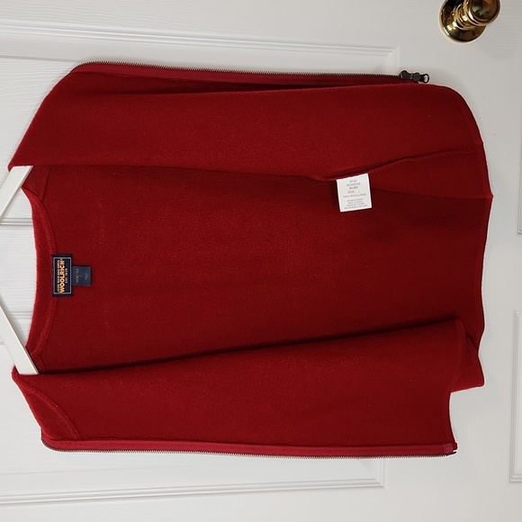Woolrich Ruby red 100% wool vest 2 way zipper Size Large - Picture 6 of 6